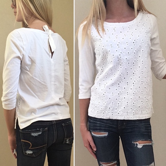 J. Crew Tops - J. crew white flower knit tie back top